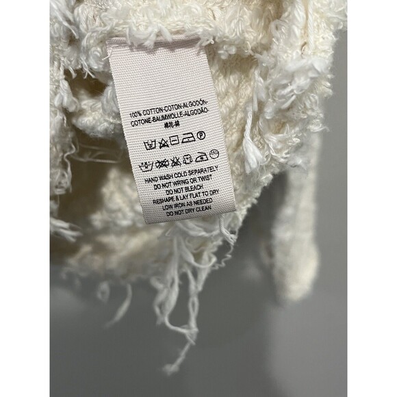 Free People Jacket Womens XS White Fringe Knit Boho Zip Favorite Crush Cardigan - Picture 4 of 9